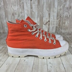Converse All‎ Star Lugged High Top Platform Sneakers Orange Womens Size 10.5